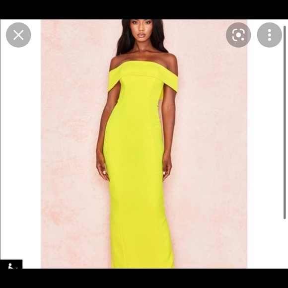 House of CB Dresses House Of Cb Neon Yellow Green Crepe Off